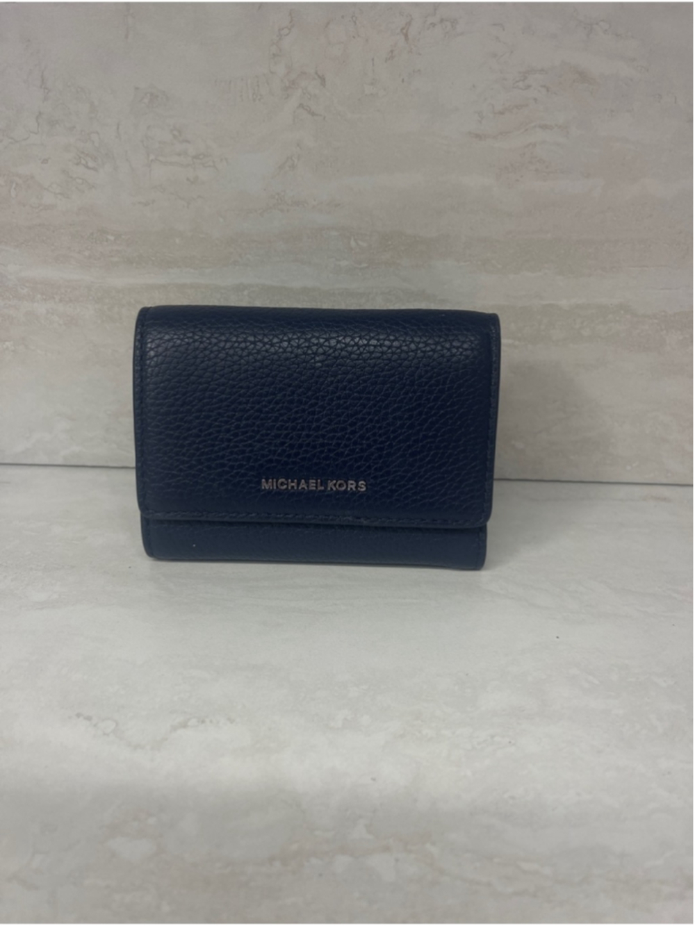Michael Kors Bryant Medium Pebble Leather Wallet Dress Blues